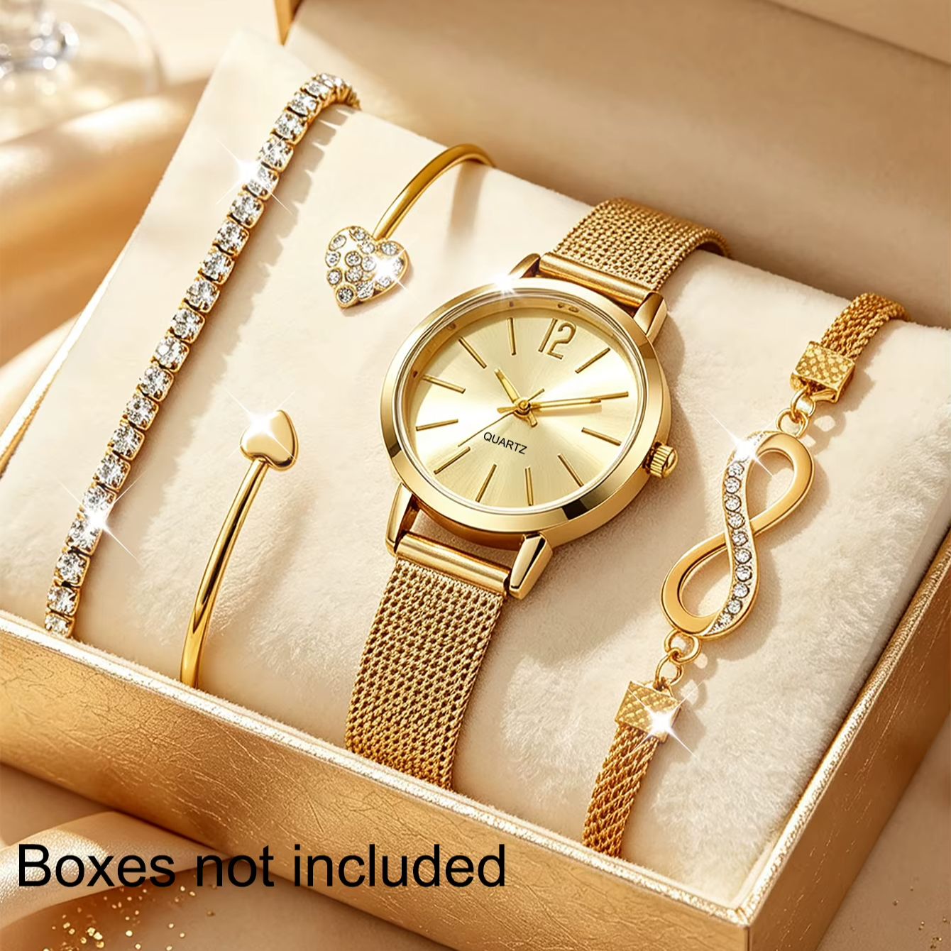 Luxury Watch Gift For Her - 4-teiliges Set aus leichten, luxuriösen, minimalistischen