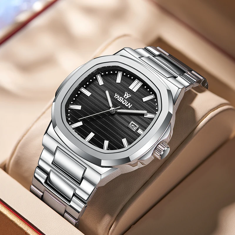 Luxury Watch Magazine - Luxus-Herrenuhr, Top-Marke, klassischer Business-Stil, Edelstahl, Kalender,